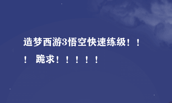 造梦西游3悟空快速练级！！！ 跪求！！！！！