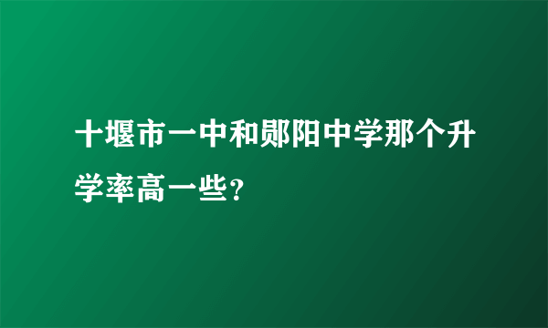 十堰市一中和郧阳中学那个升学率高一些？