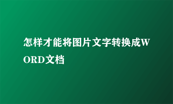 怎样才能将图片文字转换成WORD文档