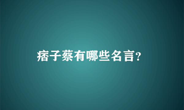 痞子蔡有哪些名言？