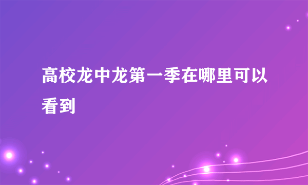 高校龙中龙第一季在哪里可以看到