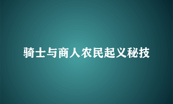 骑士与商人农民起义秘技