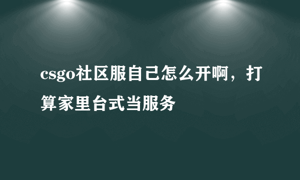 csgo社区服自己怎么开啊，打算家里台式当服务