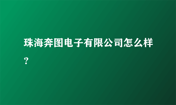 珠海奔图电子有限公司怎么样？