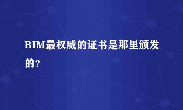 BIM最权威的证书是那里颁发的？