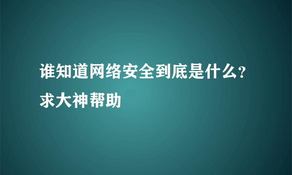 谁知道网络安全到底是什么？求大神帮助