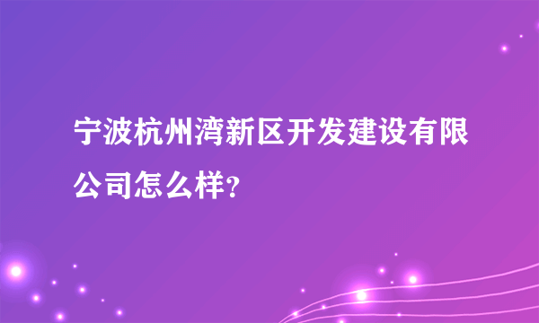 宁波杭州湾新区开发建设有限公司怎么样？