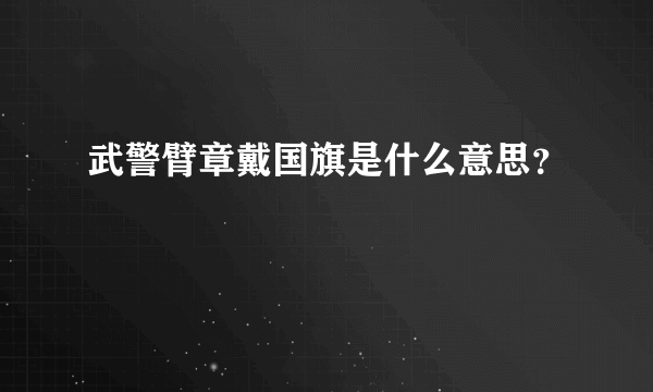 武警臂章戴国旗是什么意思？