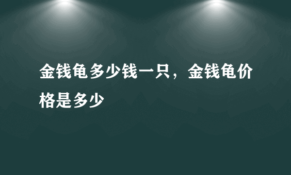 金钱龟多少钱一只，金钱龟价格是多少