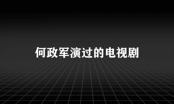 何政军演过的电视剧