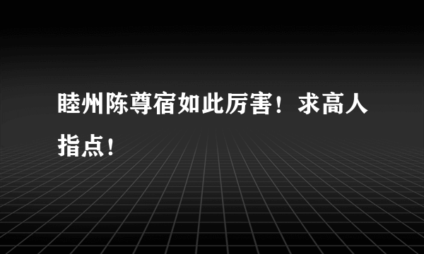 睦州陈尊宿如此厉害！求高人指点！