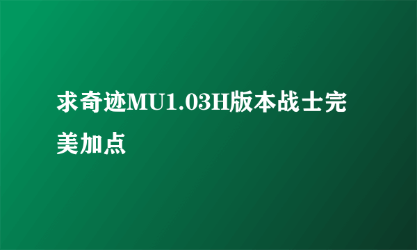 求奇迹MU1.03H版本战士完美加点