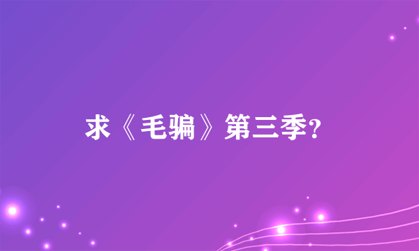 求《毛骗》第三季？