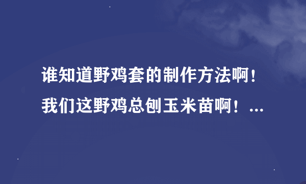 谁知道野鸡套的制作方法啊！我们这野鸡总刨玉米苗啊！拜托各位啦！