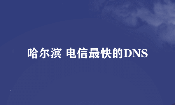 哈尔滨 电信最快的DNS