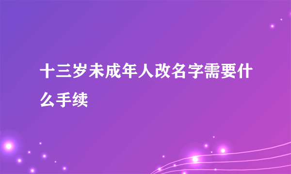 十三岁未成年人改名字需要什么手续