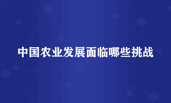 中国农业发展面临哪些挑战