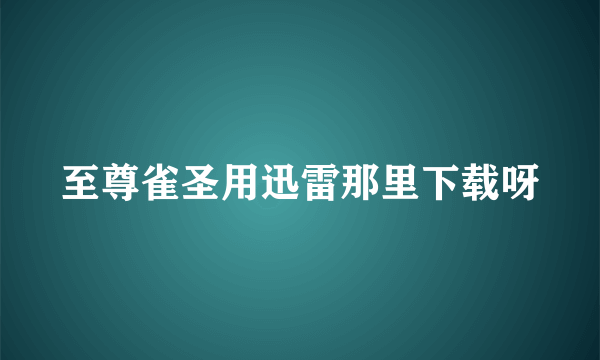 至尊雀圣用迅雷那里下载呀