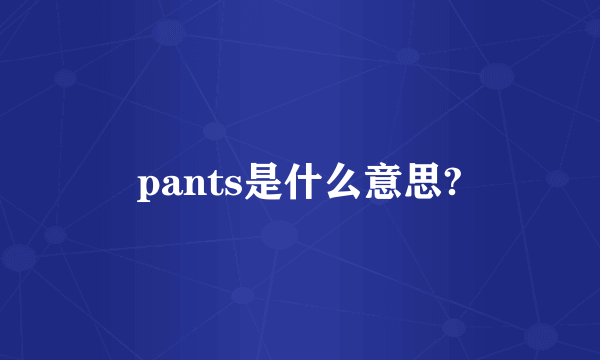 pants是什么意思?