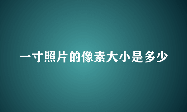 一寸照片的像素大小是多少