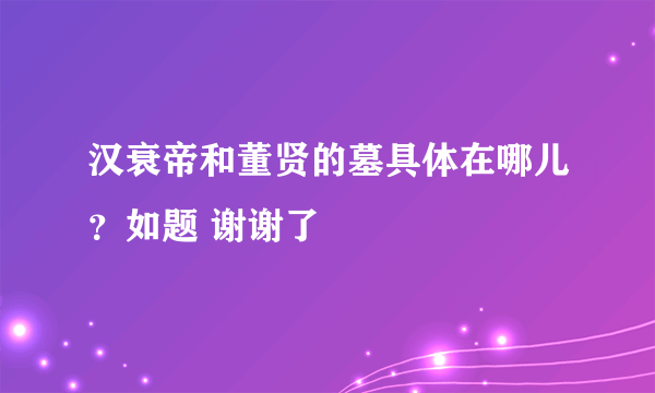 汉衰帝和董贤的墓具体在哪儿？如题 谢谢了