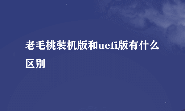 老毛桃装机版和uefi版有什么区别