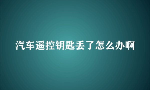 汽车遥控钥匙丢了怎么办啊