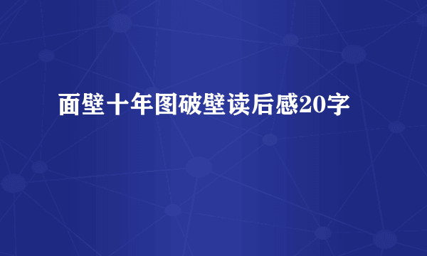 面壁十年图破壁读后感20字