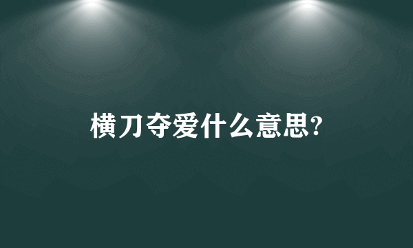 横刀夺爱什么意思?