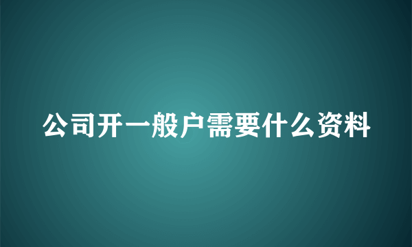 公司开一般户需要什么资料