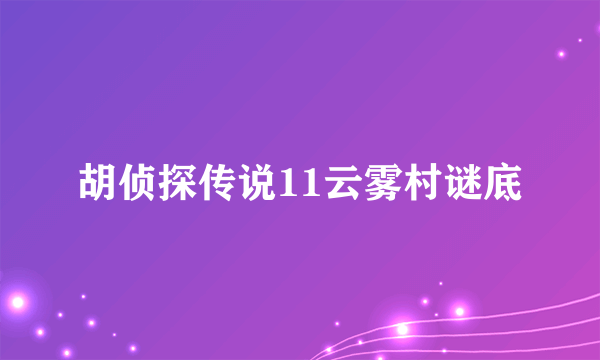 胡侦探传说11云雾村谜底