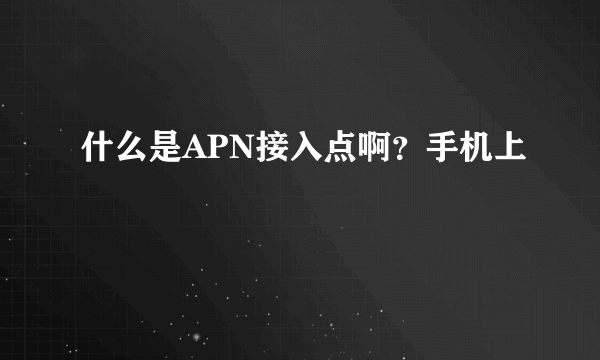 什么是APN接入点啊？手机上