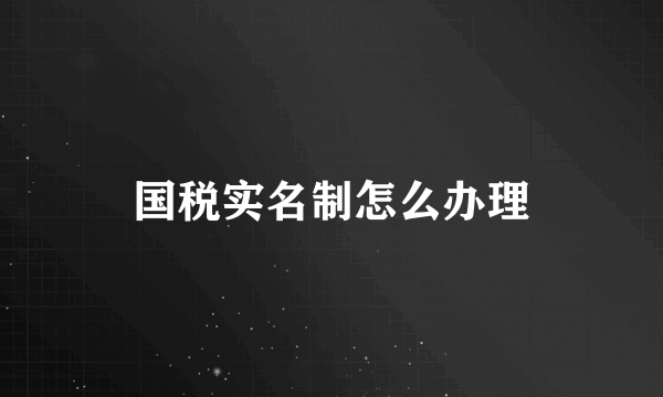 国税实名制怎么办理