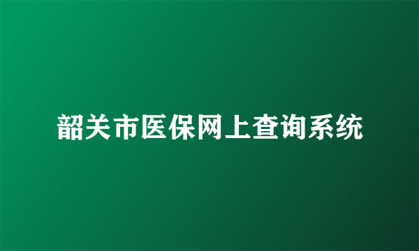 韶关市医保网上查询系统