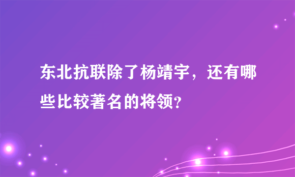 东北抗联除了杨靖宇，还有哪些比较著名的将领？