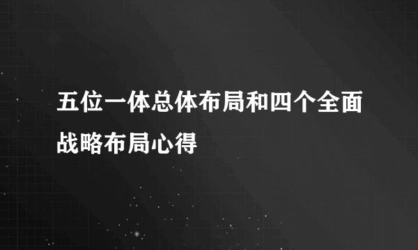 五位一体总体布局和四个全面战略布局心得