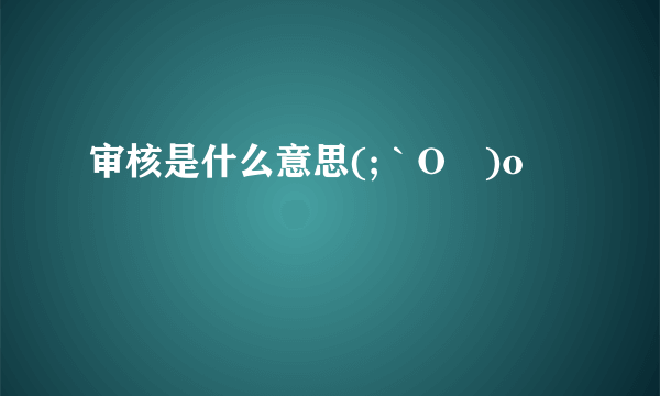 审核是什么意思(;｀O´)o