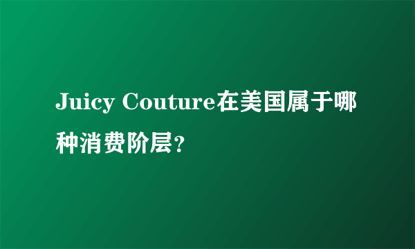 Juicy Couture在美国属于哪种消费阶层？