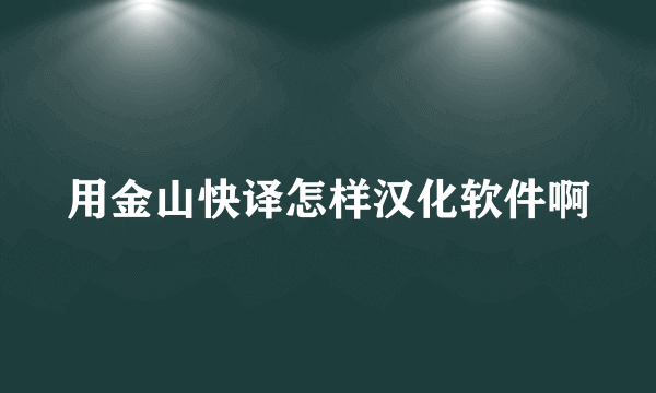 用金山快译怎样汉化软件啊