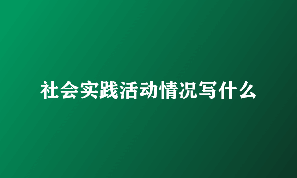 社会实践活动情况写什么