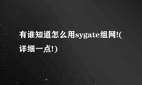 有谁知道怎么用sygate组网!(详细一点!)