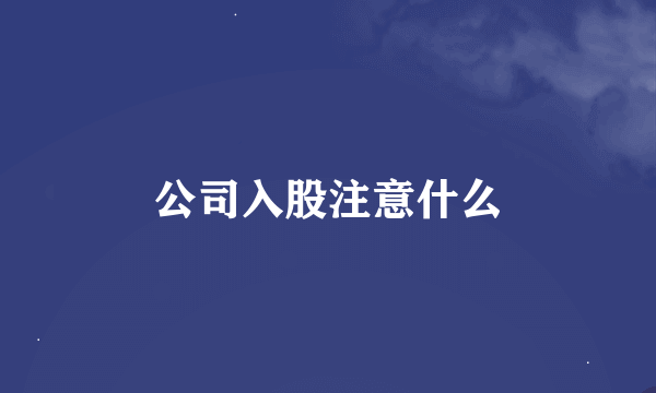 公司入股注意什么