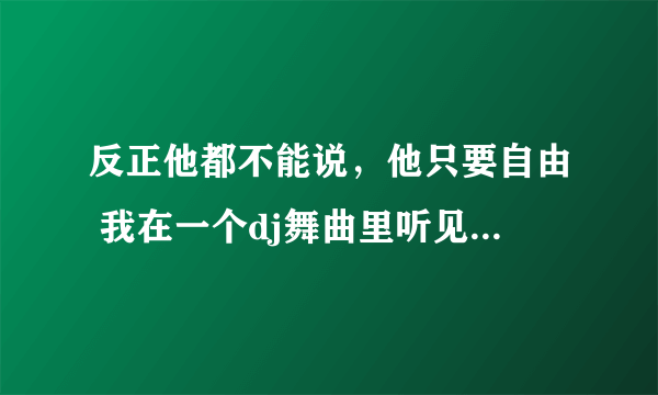 反正他都不能说，他只要自由 我在一个dj舞曲里听见的 是什么歌 急急急！！！