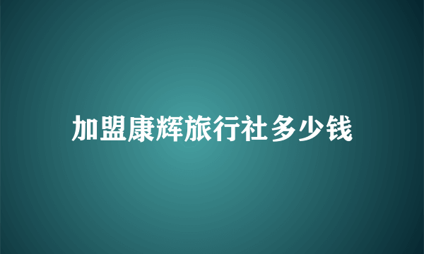 加盟康辉旅行社多少钱