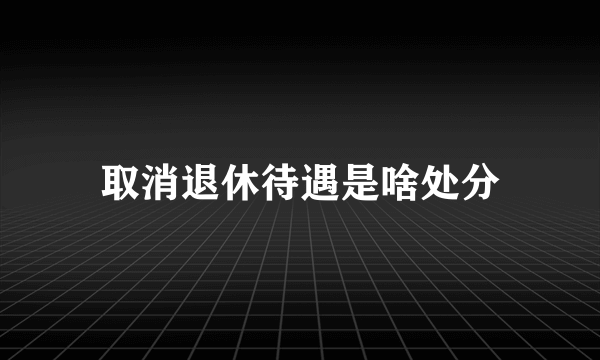 取消退休待遇是啥处分