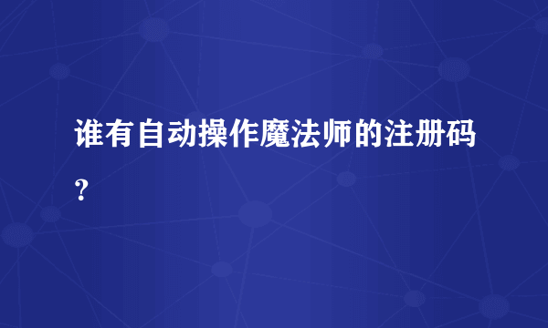 谁有自动操作魔法师的注册码？