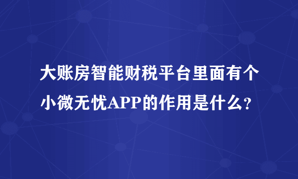 大账房智能财税平台里面有个小微无忧APP的作用是什么？