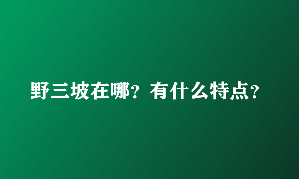 野三坡在哪？有什么特点？