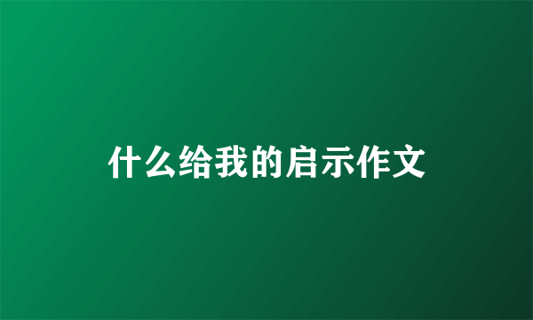 什么给我的启示作文