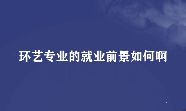 环艺专业的就业前景如何啊